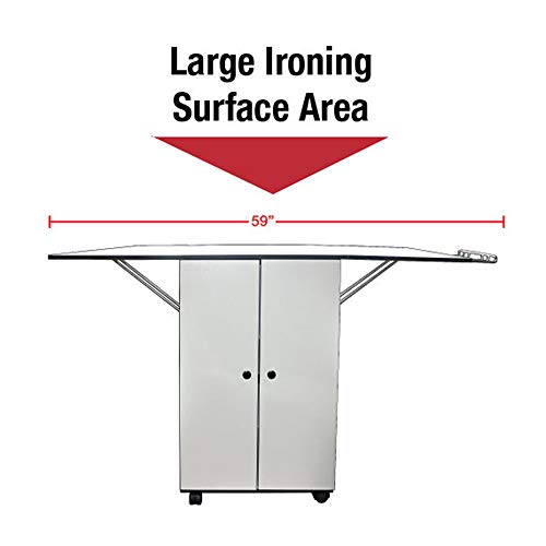 Sullivans Ironing Board Table Top - Includes One Ironing Center, Fitted Padded Cover, White Cabinet Caddy
