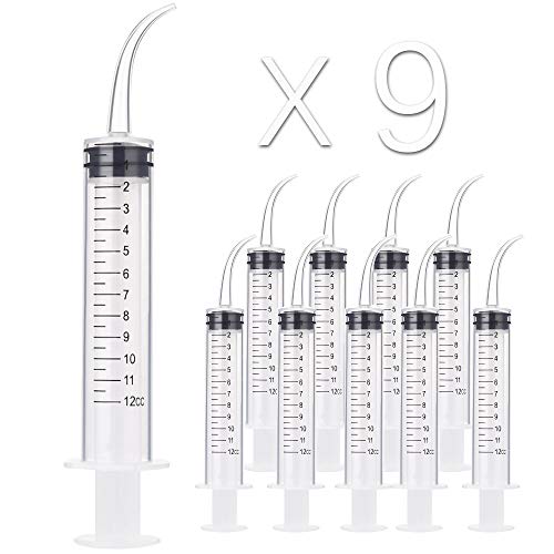 Sally in Colorado - for use with school glue for bindings, etc. 9 Pack 12cc Dental Syringe with Curved Tip Dental Irrigation Syringe
