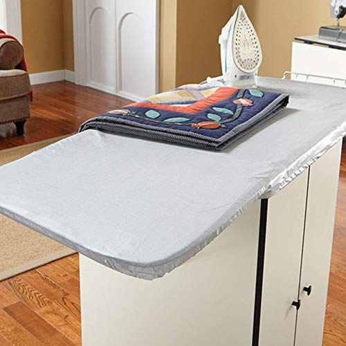 Sullivans Ironing Board Table Top - Includes One Ironing Center, Fitted Padded Cover, White Cabinet Caddy