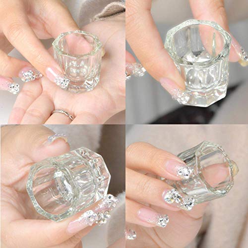 QA 6 PCS Nail Dappen Dish Nail Art Crystal Bowl for Acrylic Liquid Powder Glass Nail Dappen Cup Dapping Dish Manicure Tools Accessories